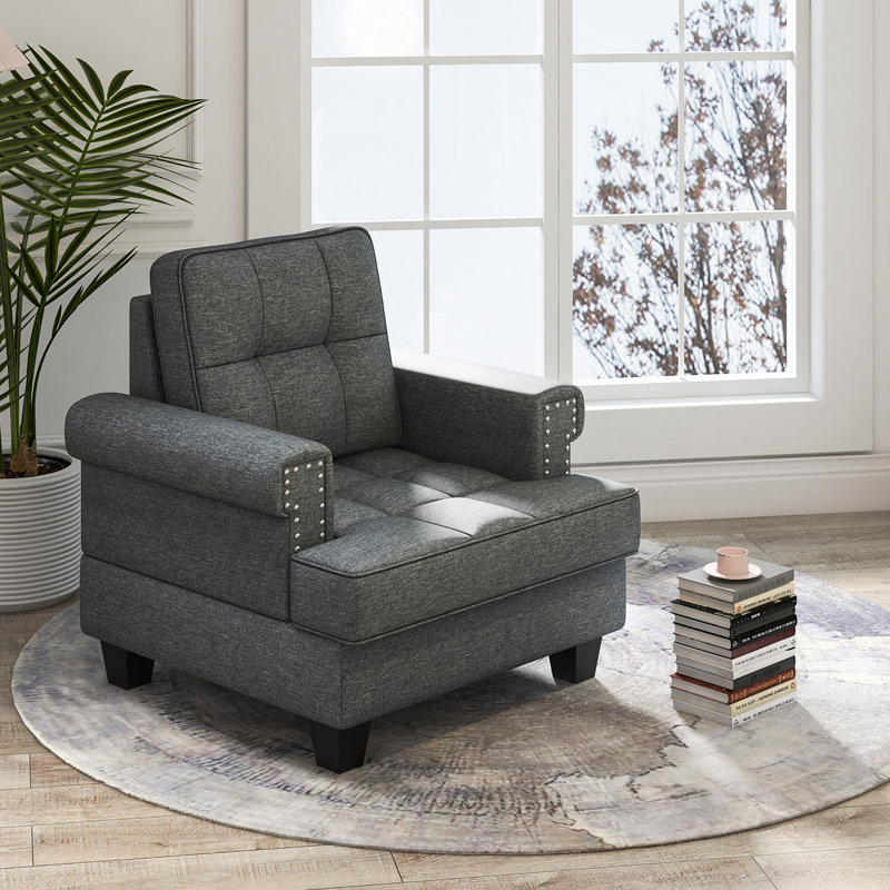 Fauteuil d'appoint Winston Porter, Tissu gris