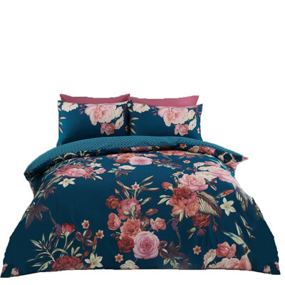 GC Floral Duvet Cover Set With Pillowcases - Polycotton Bedding - Luxury High Quality Yarn Blossom Bedding Set