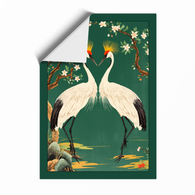 Cranes in Bloom Japandi - Framed Print