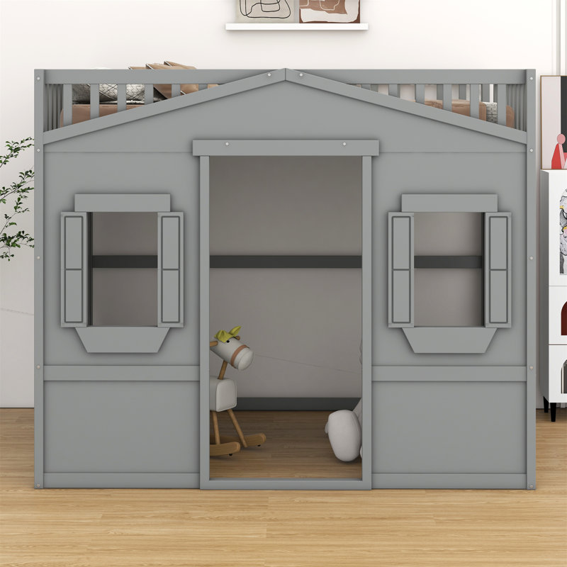 Lit mezzanine Abhir Kids, Gris, Lit simple