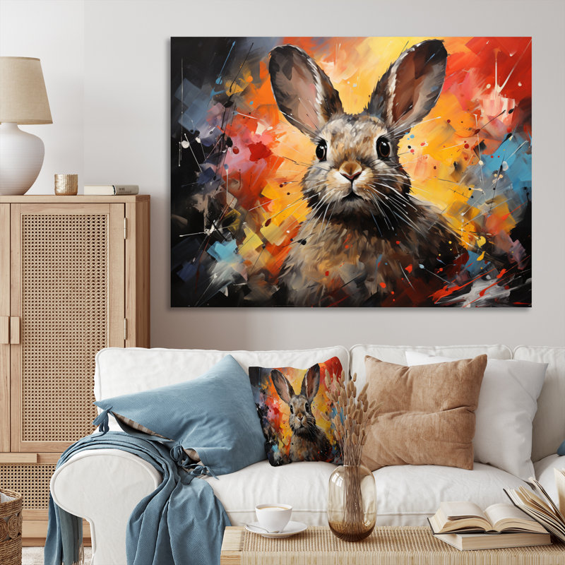 Collage Lapin Energetic Hopper II, Toile tendue, H 16 po x l 32 po x P 1 po