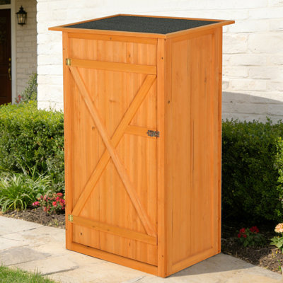 Outdoor Storage Shed - A Wooden Tool Shed With A Flat Roof And Waterproof Garden Storage Cabinet, Featuring A Lockable Door, Suitable For Terrace Furniture, Backyard, Lawn, Grassland, And Farmland.