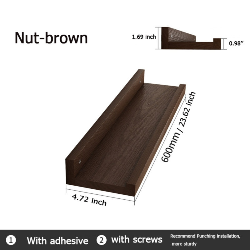 Atsushi Solid Wood Floating Shelf, Brown