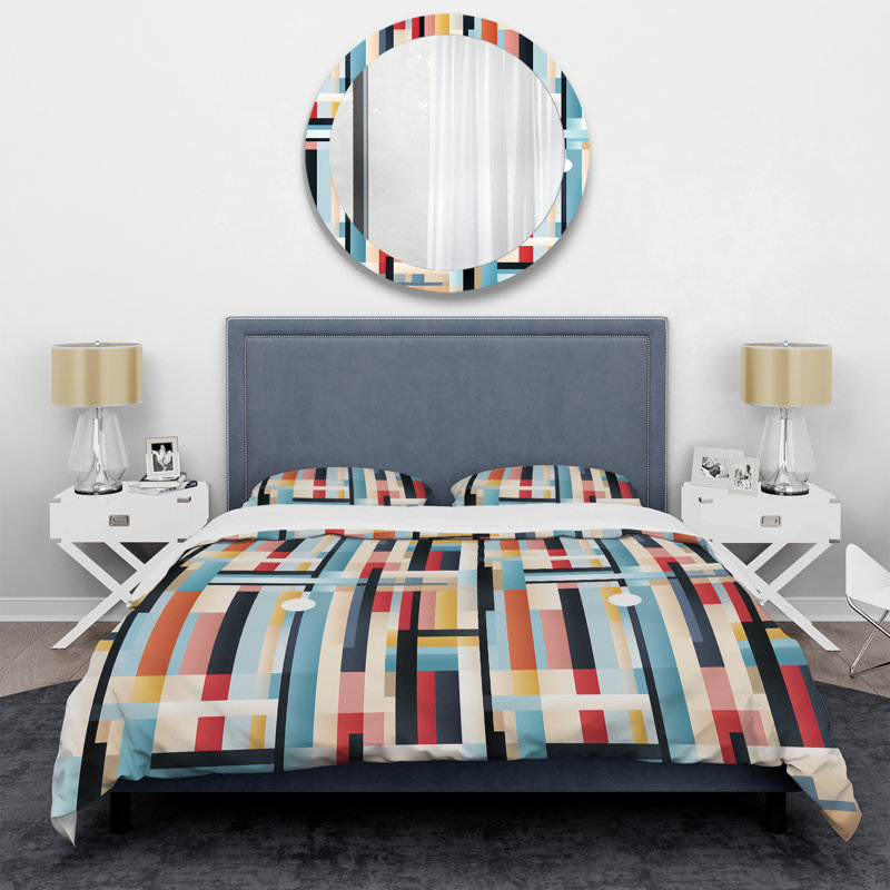 Ensemble de housse de couette en microfibre Contemporary Lines I, Housse de couette pour très grand lit et 2 très