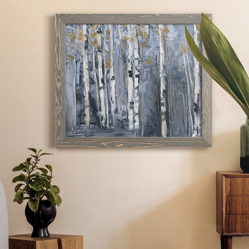 Modern Birch - Reproduction d'art sur toile encadrée, Gris, H 20 po x l 17 po x P 1,5 po