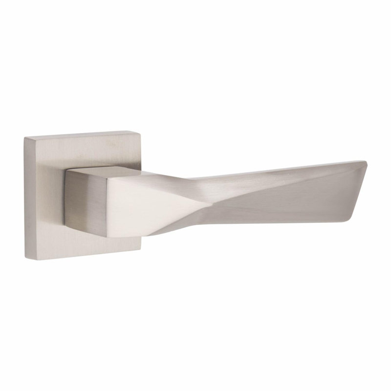 Modern Aura Premium Design Bathroom Door Handles on Square Rose with Dead Bolt, Latch, Ball Hinges and Thumbturn, Lock