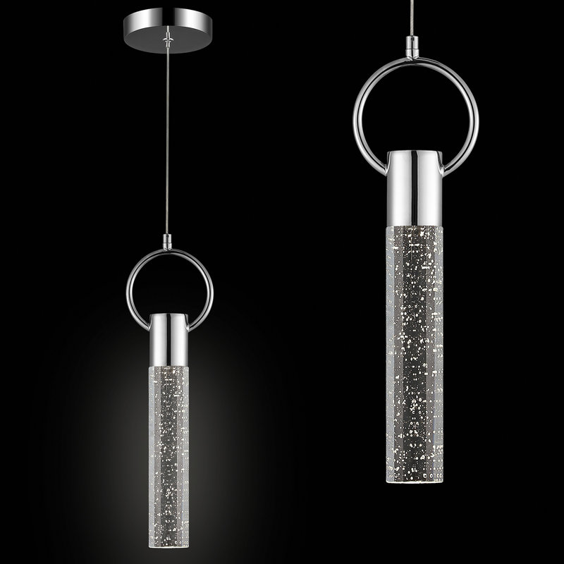 Luminaire suspendu en cristal Brevick, Argent, Rond, 1 lumières