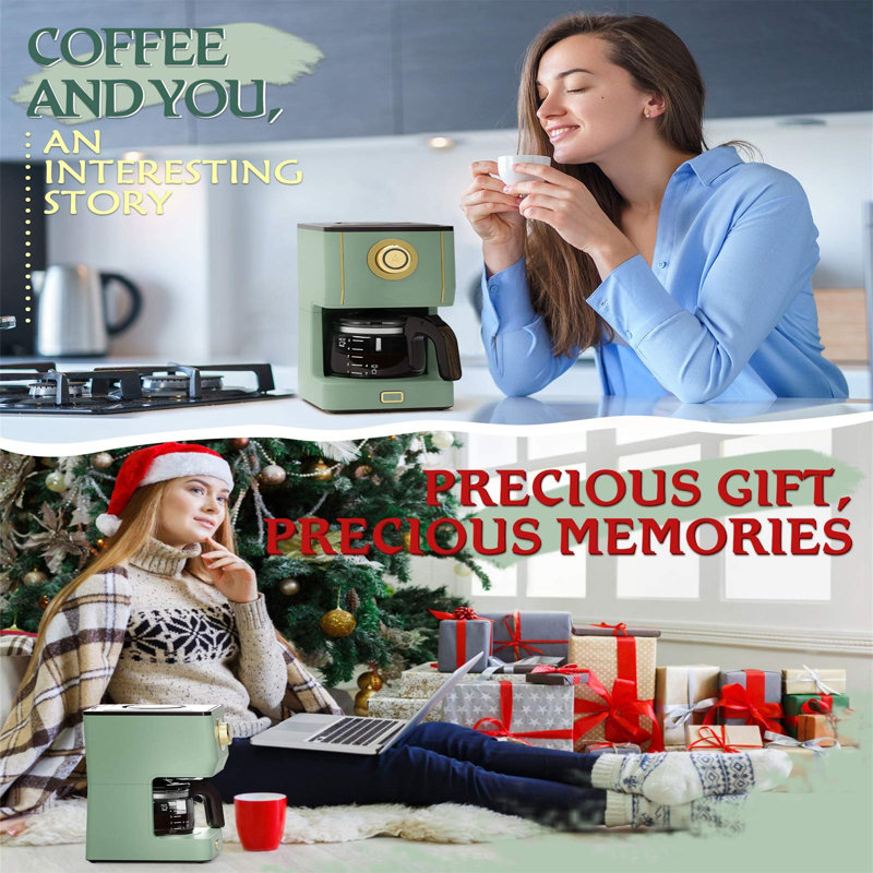 Nbarthome 5-Cup Coffee Maker, Green