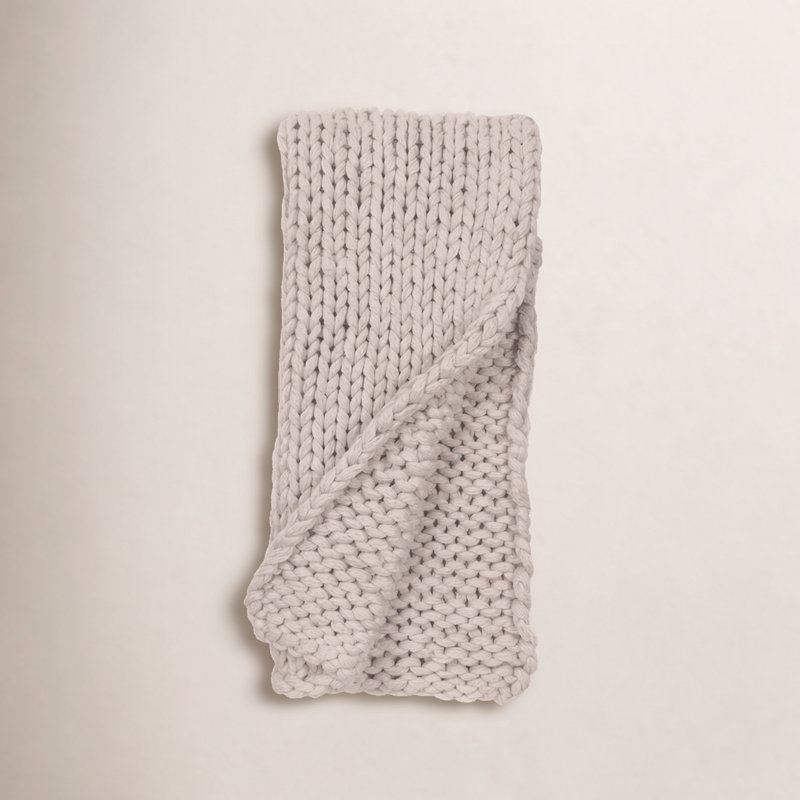 Cable Knit Throw Blanket, Gray