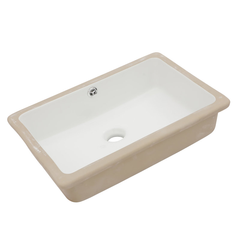 18" x 12" Undermount Bathroom Sink with Overflow, Rectangular Ceramic Vanity Basin for Bathroom Vanity, High-Gloss Glaze Lavatory Sink