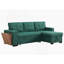 Canapé vert en forme de L avec accents en bois, conception convertible et rangement pour un confort accru et une efficacité accrue-958688810