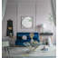 Miroir coquelicot 32 x 1 x 32 po avec cadre en métal doré de style contemporain pour salle de bain