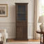 Grande armoire de rangement autoportante avec porte vitrée et tablettes réglables, buffet pour une organisation polyvalente de la pièce