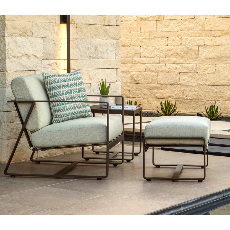 Horizon Aluminum Outdoor Ottoman, Carbon Black, Esti Marine
