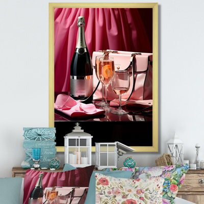 Hoffarth, rose et noir Fashion Bag Champagne II, reproduction d'art sur toile