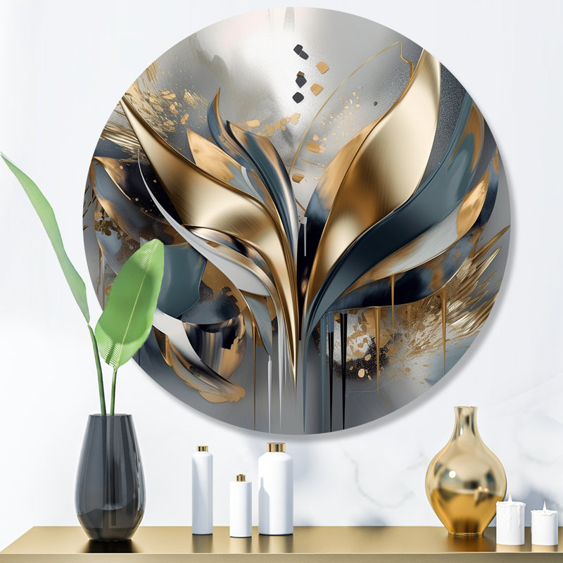 Décoration murale abstraite formes et lignes IV en métal, H 23 po x l 23 po x P 1 po