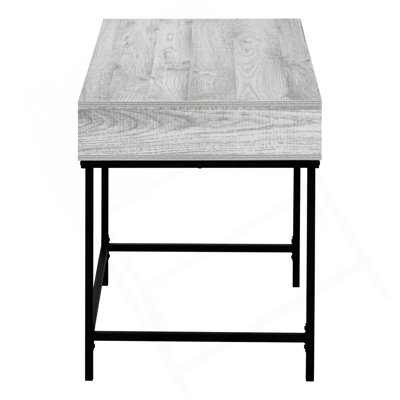 Bureau d'ordinateur, bureau personnel, ordinateur portable, tiroirs de rangement, L 48 po, travail, stratifié gris, métal noir, contemporain, moderne