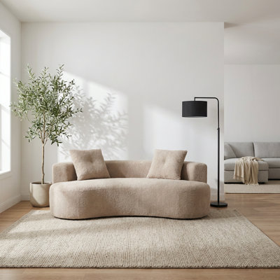 Three-Seater Cloud Sofa, Upholstered Floor Sofa with Plush Cushions and Modern Boucle Fabric