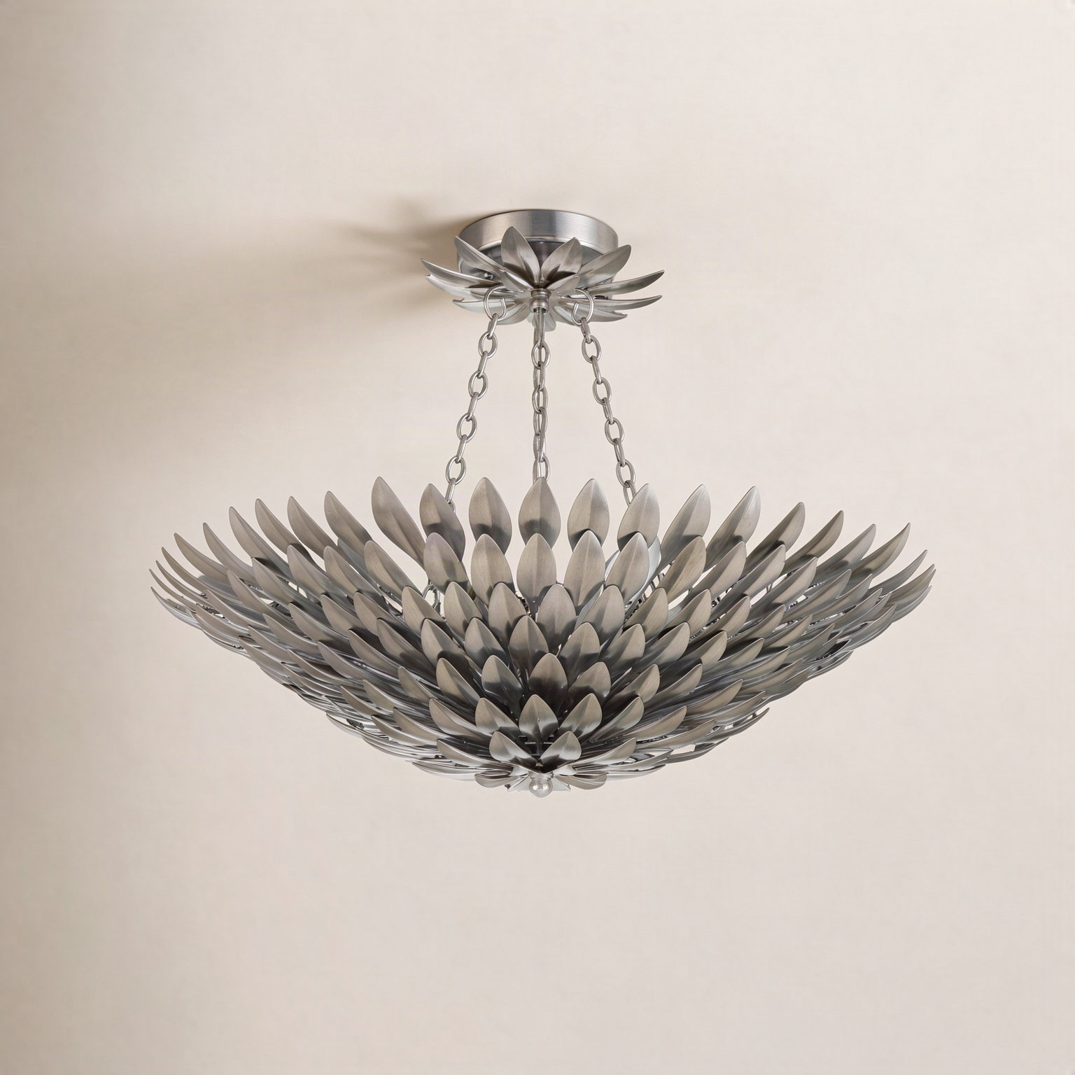 Margo Semi-Flush Mount, 6'H x 24.5"W 24.5"D, Silver, 6 Lights