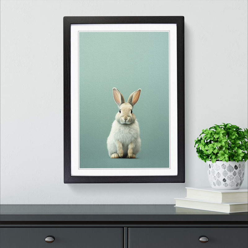 XYZ-FRM-V1223-5345 Rabbit Minimalism 1 Piece Single Picture Frame Wall Art, 64cm H x 46cm W x 2cm D, Black