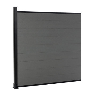 6.1 Ft H Composite Privacy Fence Panel With Post, Brushed Finish