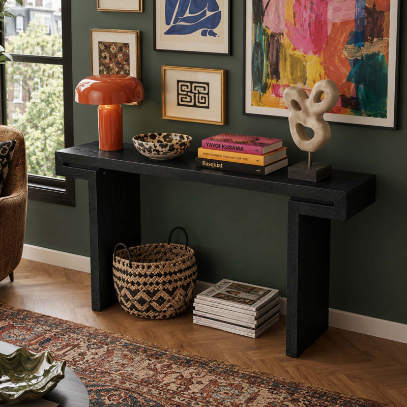 Console de salon en bois Minimalist Farmhouse, Noir