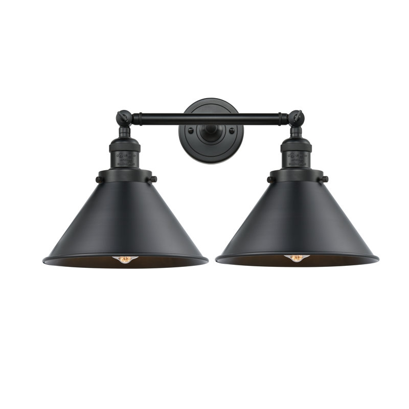 Reppert 2 - Light Dimmable Vanity Light, Matte Black, Matte Black, 60 Watt Vintage Incandescent Bulb