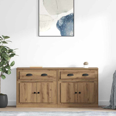  Sideboards With Drawer 2 Pcs Artisan Oak 70 X 35.5 X 67.5 Cm