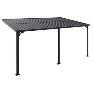 14 Ft. W x 10 Ft. D Aluminum Patio Gazebo Lean to Wall Mounted Pergola with Sloping Galvanized Steel
