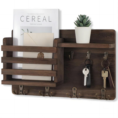 Mail Holder For Wall Mail Organizer With Key Hooks Hallway Farmhouse Decor Storage Racks With Floating Shelf And Flush Mount Hardware
