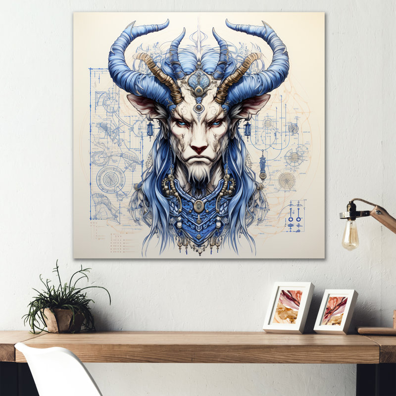 «Blue Mythical Creature», art mural «Mythical Creatures», Toile tendue, H 16 po x l 16 po x P 1 po