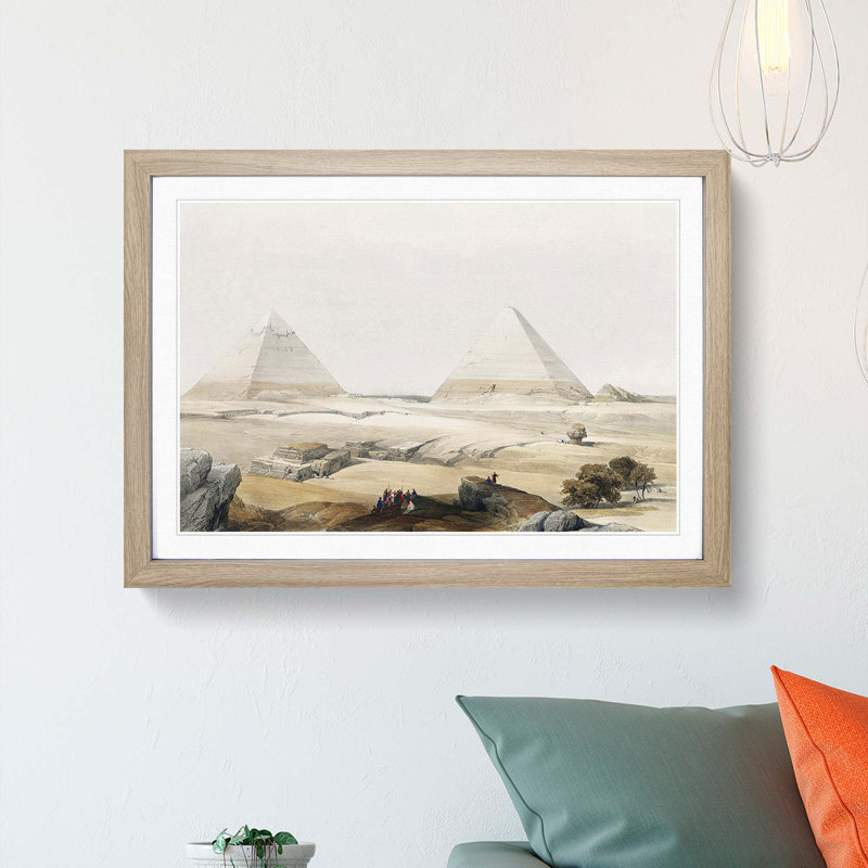 Pyramids of Giza by David Roberts - Picture Frame Painting Print, Oak Framed, 27cm H x 36cm W x 2cm D