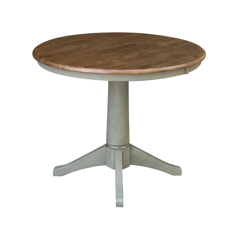 Imilia Solid Wood Pedestal Dining Table, 29.9" H x 36" L x 36" W, Hickory/Stone