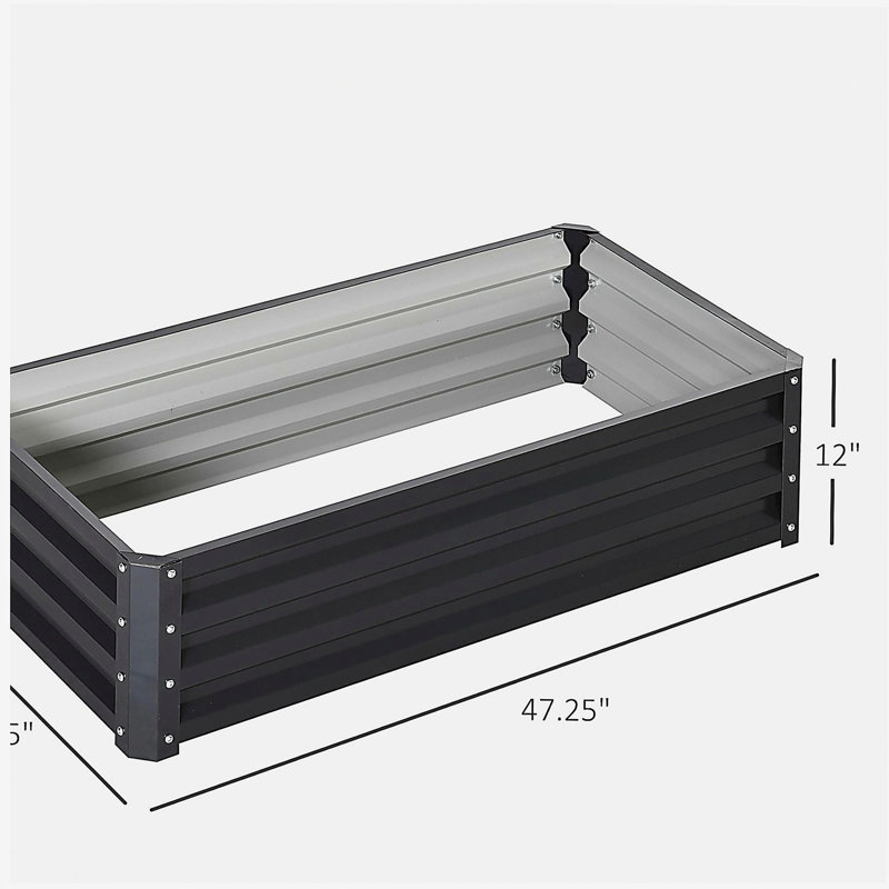 Outsunny Raised Garden Bed, 4' x 2' x 1' Galvanized Planter Box Raised Bed for Vegetables, Flowers, Plants and Herbs, Gray