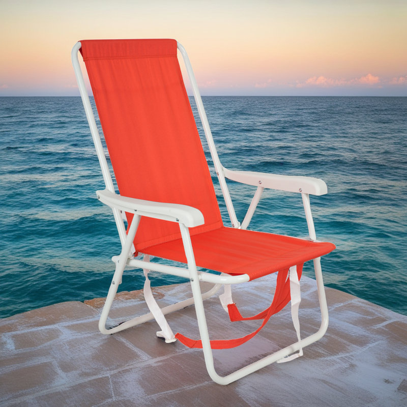 Chaise longue de plage réglable - Design ergonomique avec structure en aluminium et tissu Oxford, Rouge