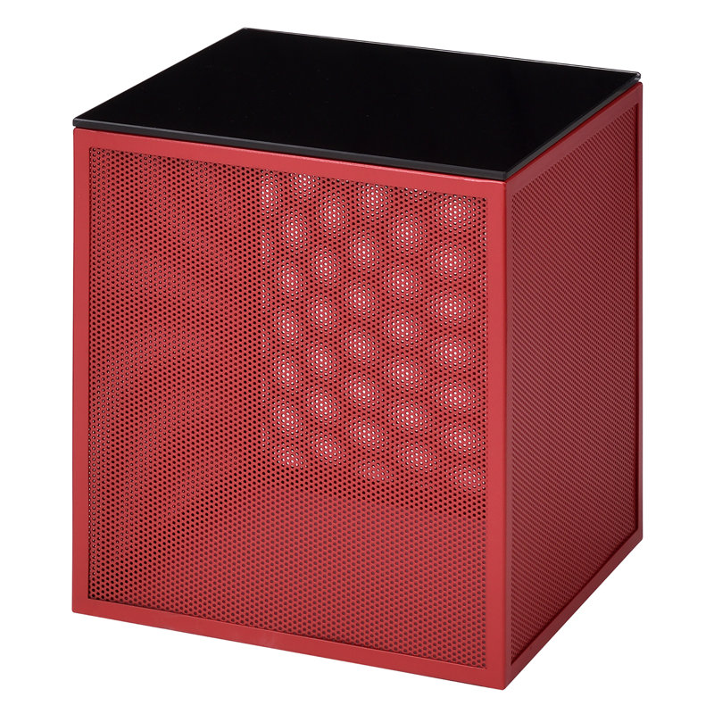Glass Top End Table, Red/Black