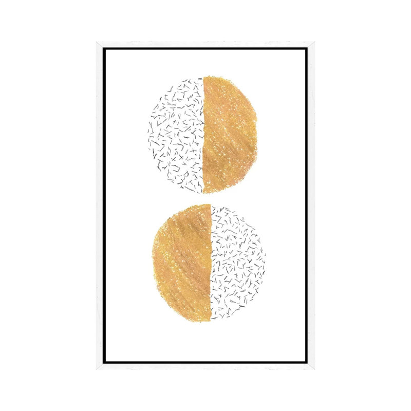 Mustard Half Circles by Whales Way - Painting on Canvas, 101.6cm H x 66.04cm W x 3.81cm D, White Framed