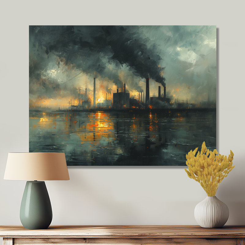 Reproduction d'art mural gris et charbon II - centrale électrique, Toile tendue, H 24 po x l 32 po x P 1 po