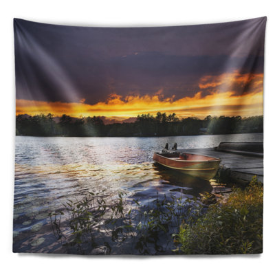 Tapisserie en polyester bord de mer en polyester avec accessoires de suspension inclus