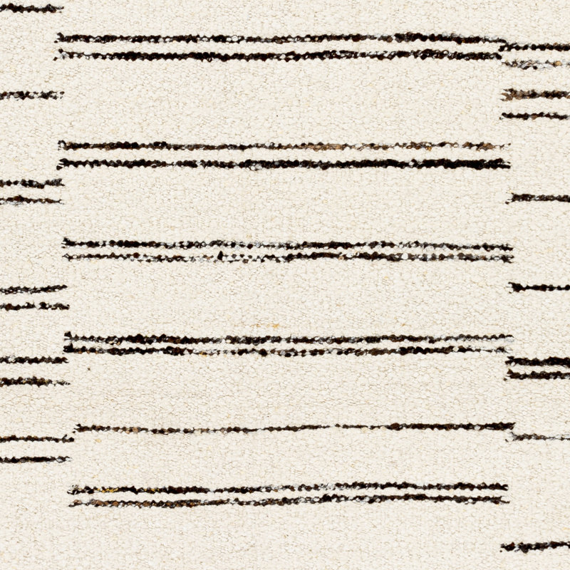 Alexuss Mae Striped Handmade Flatweave Wool Gray/Cream Area Rug, Runner 3' x 12'