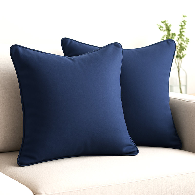 Coussins décoratifs avec passepoil sur le bord | Housses de coussin d'extérieur Welted Edge | Taies d'oreiller à cordon, Bleu