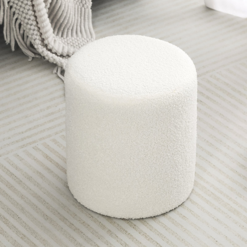 Repose-pieds rond, 100 % polyester blanc