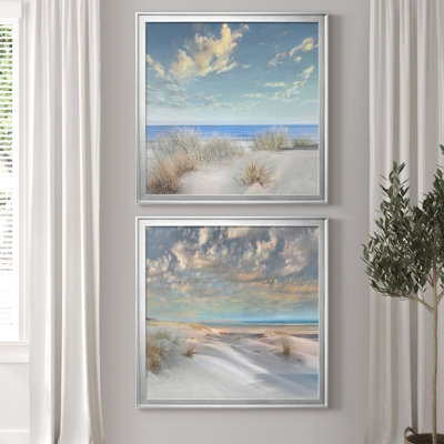 Smooth Sands I - Matted and Framed Under Acrylic Glass, Set of 2, Large Living Room Wall Art