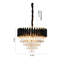 Lustre 8 lumières doré et noir avec cristaux transparents