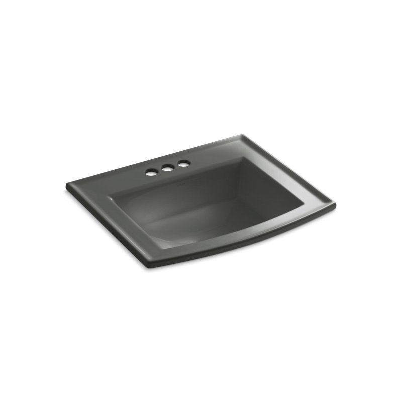 Archer Vitreous China Rectangular Drop-In Bathroom Sink with Overflow, Thunder Gray, 4'' Centers