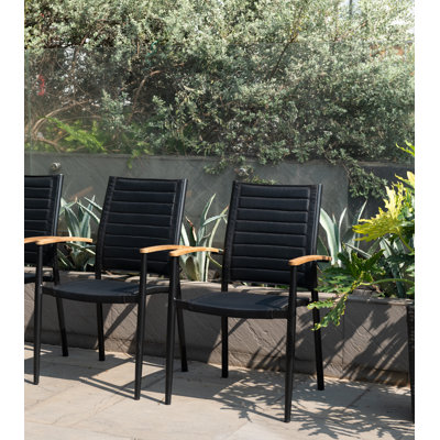 Kiern Powder Coated Aluminum Outdoor Stackable Dining Armchair by George Oliver