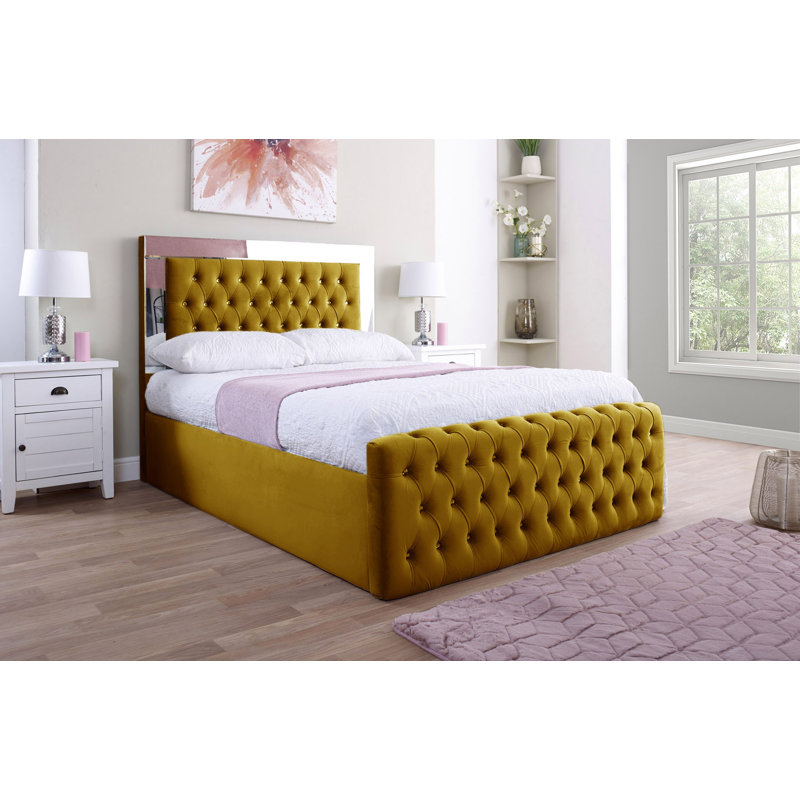 Adrionna Upholstered Bed, Double (4'6), Turmeric