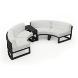 Avion 43" Wide Outdoor Curved Patio Sectional with Sunbrella Cushions