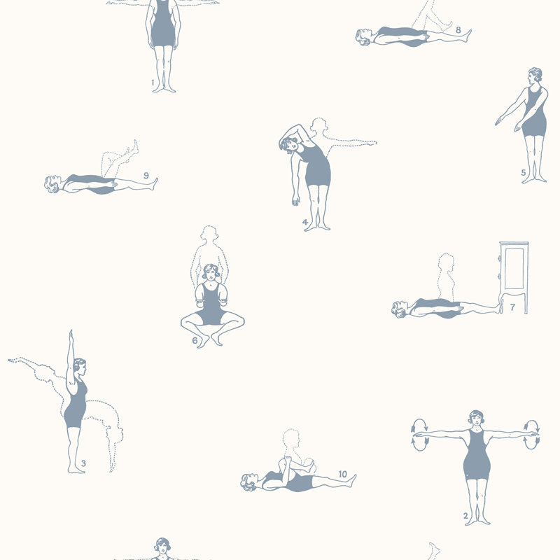 Swim Exercise 33' L x 20.5" W  Wallpaper Roll, Cream