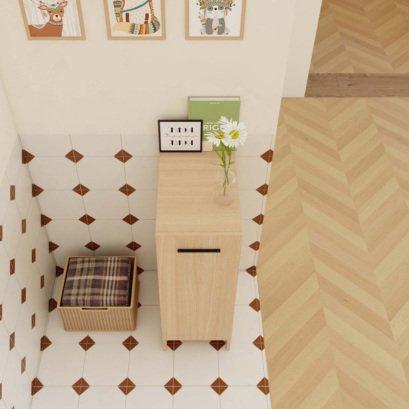 Slim Freestanding Bathroom Storage Cabinet With Single Door For Tight Spaces Hidden Storage And Two Handle Finishes